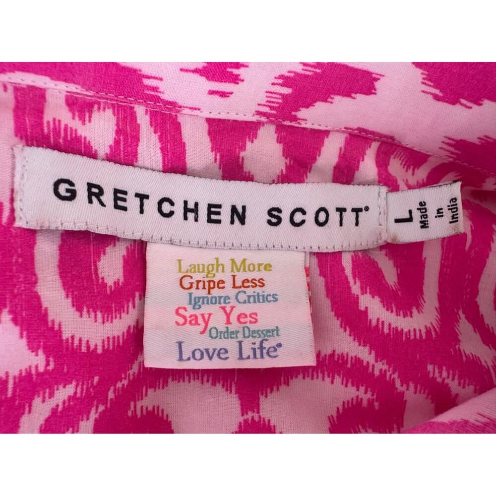 Gretchen Scott Women’s Large Pink Arabesque Ikat Print Boyfriend Shirt - Picture 8 of 8